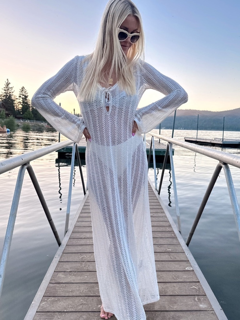 SHOW ME YOUR MUMU | Vacay Summer Coverup in White Crochet | Size Small